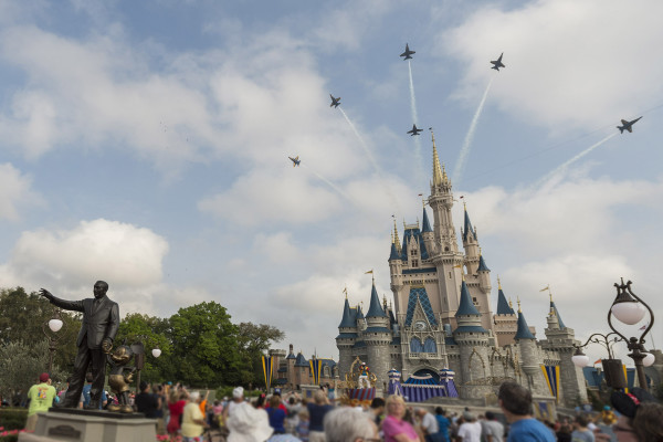 U.S. Navy Blue Angels Soar Above Cinderella Castle at Walt Disney World Resort