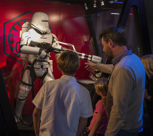 Star Wars Launch Bay is the central locale for guests to celebrate all things Star Wars at Disney's Hollywood Studios at Walt Disney World Resort. Inside, guests may encounter beloved Star Wars characters, play the latest Star Wars interactive video games, explore galleries full of treasured memorabilia and authentic replicas of large-scale Star Wars artifacts, including ones from Star Wars: The Force Awakens, and have access to Star Wars merchandise. (Disney)