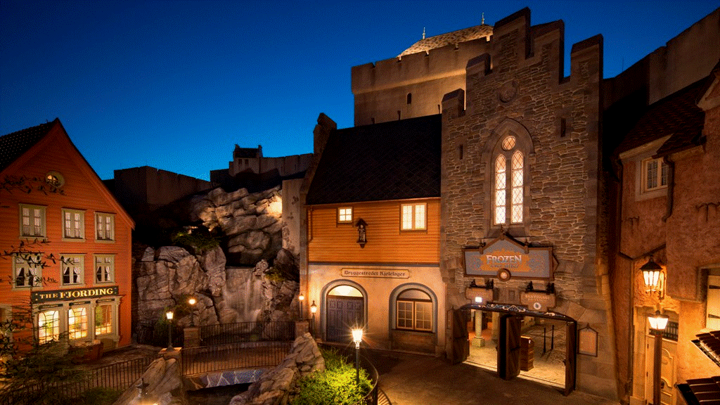 Frozen Ever After Epcot Exterior Night