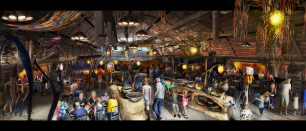 Opening in summer 2017 at Disney's Animal Kingdom, Pandora-The World of Avatar will bring a variety of new experiences to the park, including a family-friendly attraction called NaÕvi River Journey and new food & beverage and merchandise locations. SatuÕli Canteen, (pictured here) will be the main restaurant in Pandora Ð The World of Avatar and will feature NaÕvi art and cultural items. DisneyÕs Animal Kingdom is one of four theme parks at Walt Disney World Resort in Lake Buena Vista, Fla. (David Roark, photographer)